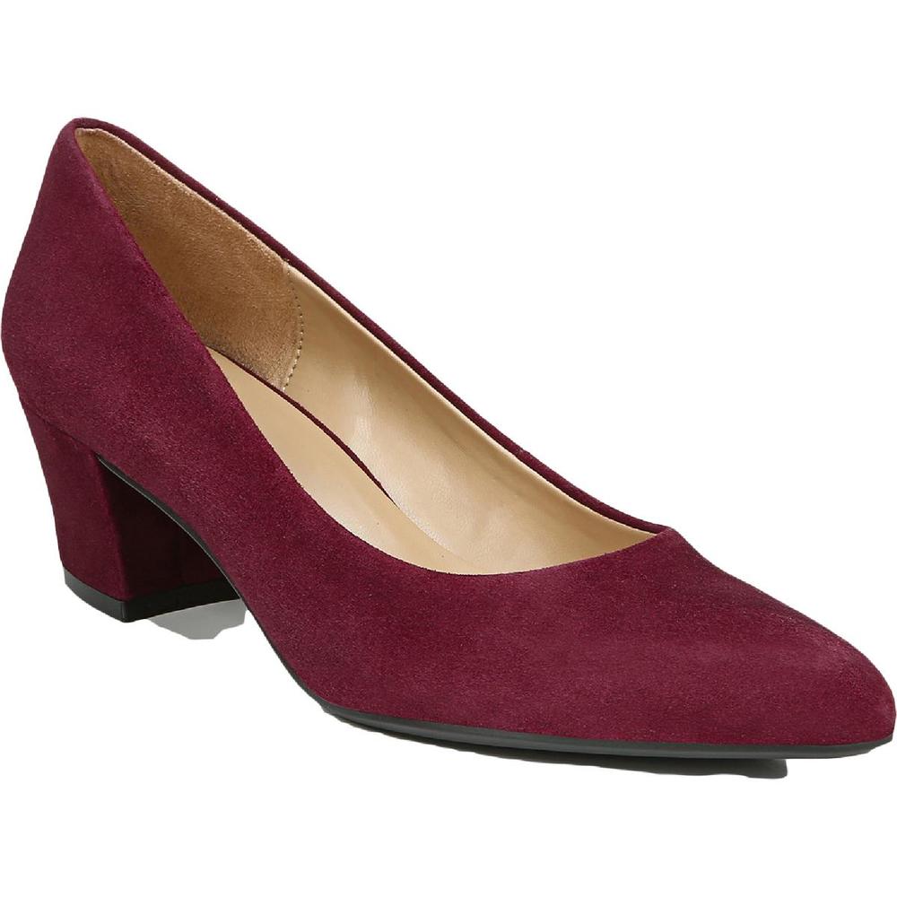 Naturalizer Womens Carmen Red Suede Block Heel Pointed Toe Pumps Shoes NWOB
